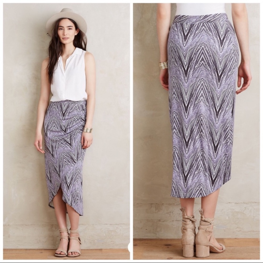 Anthropologie Maeve Purple Swirl High/Low Skirt